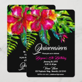 Convites Brilhante Floral Tropical de Hibisco Folhas Quince