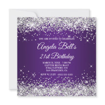 Brilhante Glitter Prata Roxo Real Aniversário de 2
