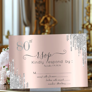 Convites Brilhante Prata Chic Gotejamento Dourado Rosa RSVP