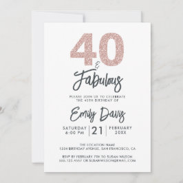 Convites Brilhante rosa 40 e fabuloso | ANIVERSÁRIO DE 40 A