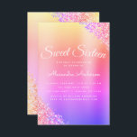 Convites Brilhante roxo rosa Brilhante Doce Dezesseis Anive<br><div class="desc">Dourado,  cor-de-rosa,  azul e púrpura Pastel arco-íris Ombre Faux Faaux Folha Metálica Sweet 16 . Este é o perfeito 16 anos de Aniversário convite para uma Festa de aniversário de Garotas Moderna e Elegante. Entre em contato com o designer para encontrar itens personalizados correspondentes.</div>