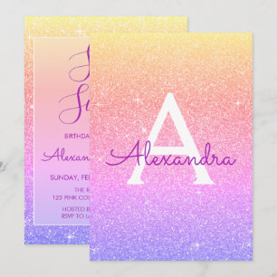 Convites Brilhante roxo rosa Brilhante Doce Dezesseis Anive