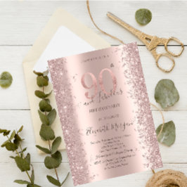 Convites Brilhantes em Rose Gold para 90º Aniversário