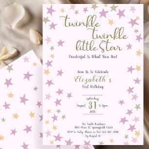 Convites Brilhe Brilhe Estrelinha Aniversário de 1 ano da M