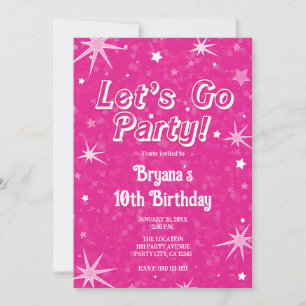 Convites Brilhe Estrelas Rosa Neon Vamos Fazer a Festa de A