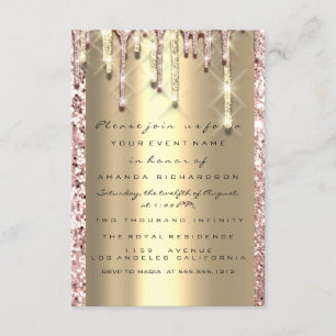 Convites Brilho 3D Drips Rosa Noiva Doce 16º Dourado