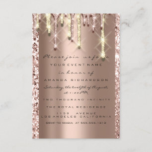 Convites Brilho 3D Drips Rosa Noiva Doce 16º Sparkly