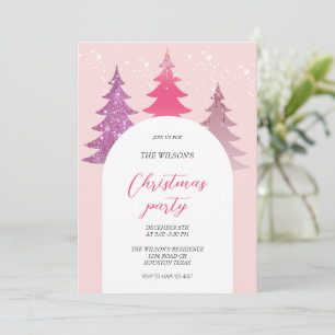 Convites Brilho Artístico Natal Rosa Pink