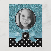 Brilho azul e de foto de BW Polkadots doce 16
