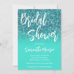Convites Brilho Azul Verde Claro Turquesa Brilho Casamento