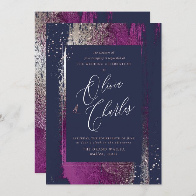 Convites Brilho, Bolsa de inverno Escova Marinho (Frente/Verso)