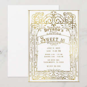 Convites Brilho Branco e Dourado Deco Vitoriano Antigo Doce