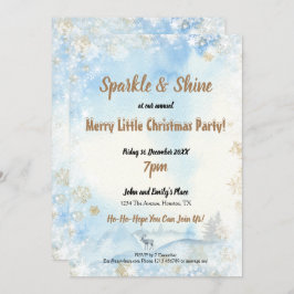 Convites Brilho Brilhante Feliz Azul Congelada Pequeno Nata