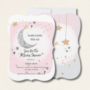 Convites Brilho Brilho Estrela Pequena Aquarela Rosa
