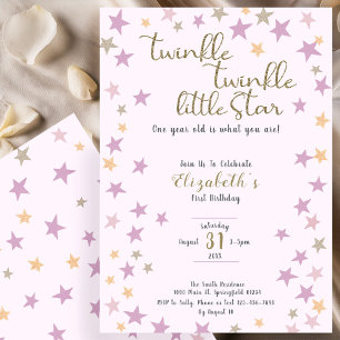 Convites Brilho Brilho Estrelinha Aniversário de 1 Ano da M