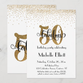 Convites Brilho & Caligrafia 50 & Fabuloso em Branco, Anive