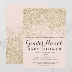 Convites brilho claro dourado blush cor-de-rosa sexo revela