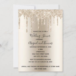 Convites Brilho de Champanhe Drip Casamento Shower Glam Mod