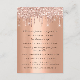 Convites Brilho de Cobre Gotas Rosa Dourado  Noiva Sweet 16