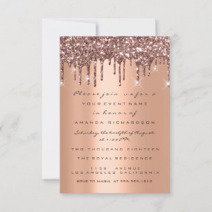 Convites Brilho de Cobre Rose Gold  Chuveirinho para Noiva 