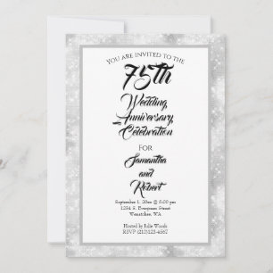 Convites Brilho de Diamante 75º Aniversário de Casamento