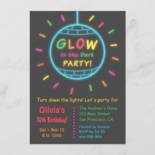 Convites Brilho de Disco na Festa de aniversário Escura