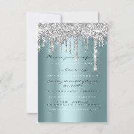 Convites Brilho de Faísca Goteja Prata Azul Bridal Décimo S