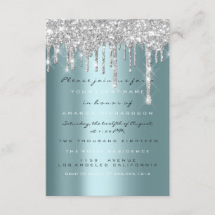Convites Brilho de Faísca Goteja Prata Azul Bridal Décimo S