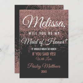 Convites Brilho de Rosa Dourado Faíscas Preto Dama de Honra