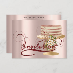 Convites Brilho de vidro cor-de-rosa do chá de panela do