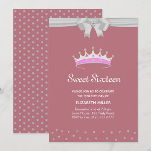 Convites Brilho Diamante Sweet Sixteen em Rose Gold