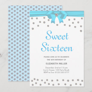 Convites Brilho Diamantes Sweet Sixteen em Branco