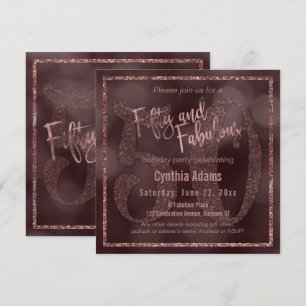 Convites Brilho Dourado cor-de-rosa & Bokeh 50 & tipografia