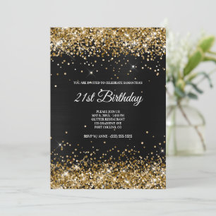 Convites Brilho Dourado Falso Glitter Cinza Escuro Preto Fo