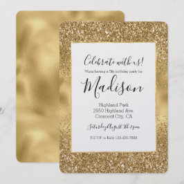 Convites Brilho Dourado Glam