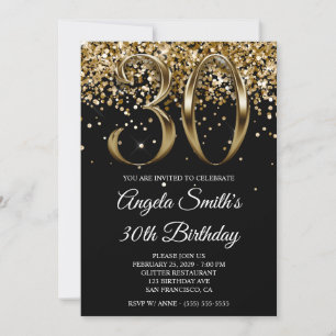 Convites Brilho Dourado Olhar Metálico 30º Aniversário