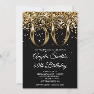 Convites Brilho Dourado Olhar Metálico 60º Aniversário