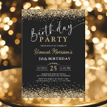 Convites Brilho Dourado preto qualquer aniversário de 30 an<br><div class="desc">Celebre fazer 30 anos de estilo brilhante com este Dourado Lixo Negro Qualquer Convite de Aniversário! Apresentando um fundo negro moderno com sotaques brilhantes de brilho dourado, este convite é perfeito para festas elegantes e momentos marcantes. Totalmente editável, pode ser personalizado com qualquer idade, nome e detalhes da festa —...</div>