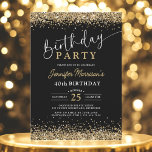 Convites Brilho Dourado preto qualquer aniversário de 40 an<br><div class="desc">Celebrar um fabuloso aniversário de 40 anos com estilo brilhante com esta Glitter Dourada Negra Qualquer Convite Aniversário! Projetado com um fundo preto elegante e soprando sotaques falsos de ouro, este convite traz elegância moderna a qualquer celebração de marco. Quer você esteja planejando um janto em escala superior ou uma...</div>