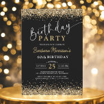 Convites Brilho Dourado preto qualquer aniversário de 60 an<br><div class="desc">Celebre um fabuloso 60º estilo com este Dourado Convite de Aniversário Glitter Preto! Projetado com um fundo preto elegante e sotaques brilhantes de brilho dourado, este convite traz elegância e brilho a qualquer celebração de marco. Perfeito para um aniversário de 60 anos — ou qualquer idade — o design é...</div>