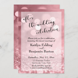 Convites Brilho Dourado Rosa Após a Celebração do Casamento