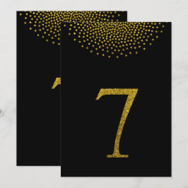 Convites Brilho dourado simples e número de mesa preto 7