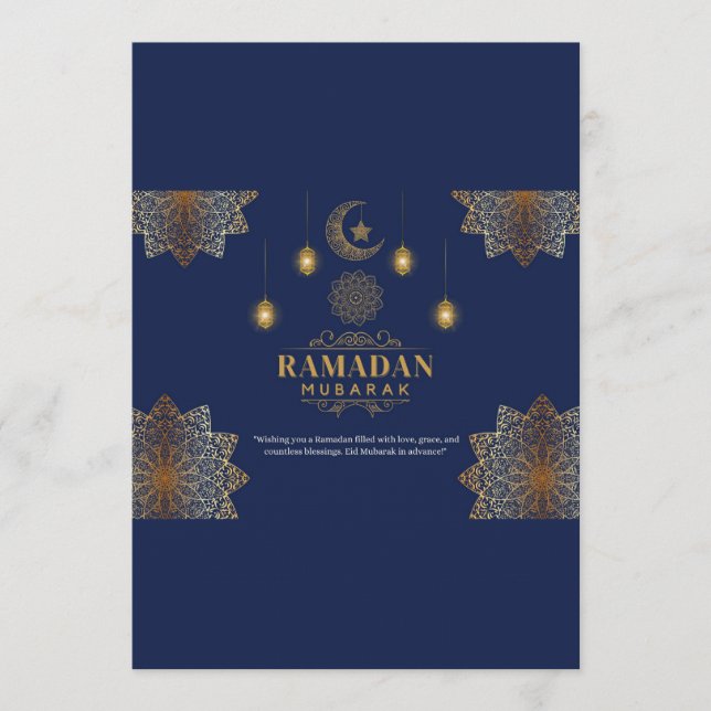 Convites Brilho Elegante de Lanterna Saudação de Ramadan (Frente)