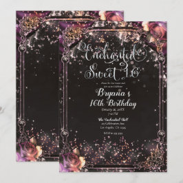 Convites Brilho Escuro Glitter Glam Luzes Festa Doce 16 Ano