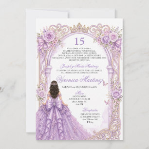 Convites Brilho Espanhol Roxo Floral Princesa Arco 15 Anos