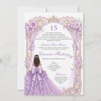 Convites Brilho Espanhol Roxo Floral Princesa Arco 15 Anos