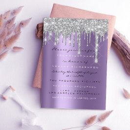 Convites Brilho Faísca Prata Roxo Cinza Noiva 16º