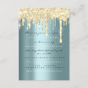 Convites Brilho Faíscas Pingos Dourado Azul Bridal Décimo S