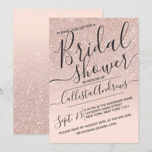 Convites Brilho Falso Dourado Rosa com Efeito Ombre para Ch