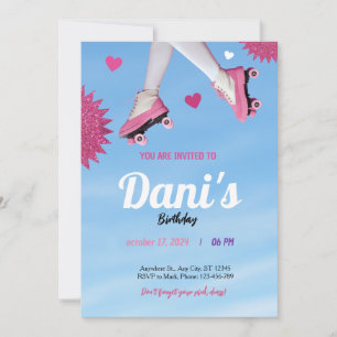 Convites brilho feminino rosa fofo azul céu aniversário